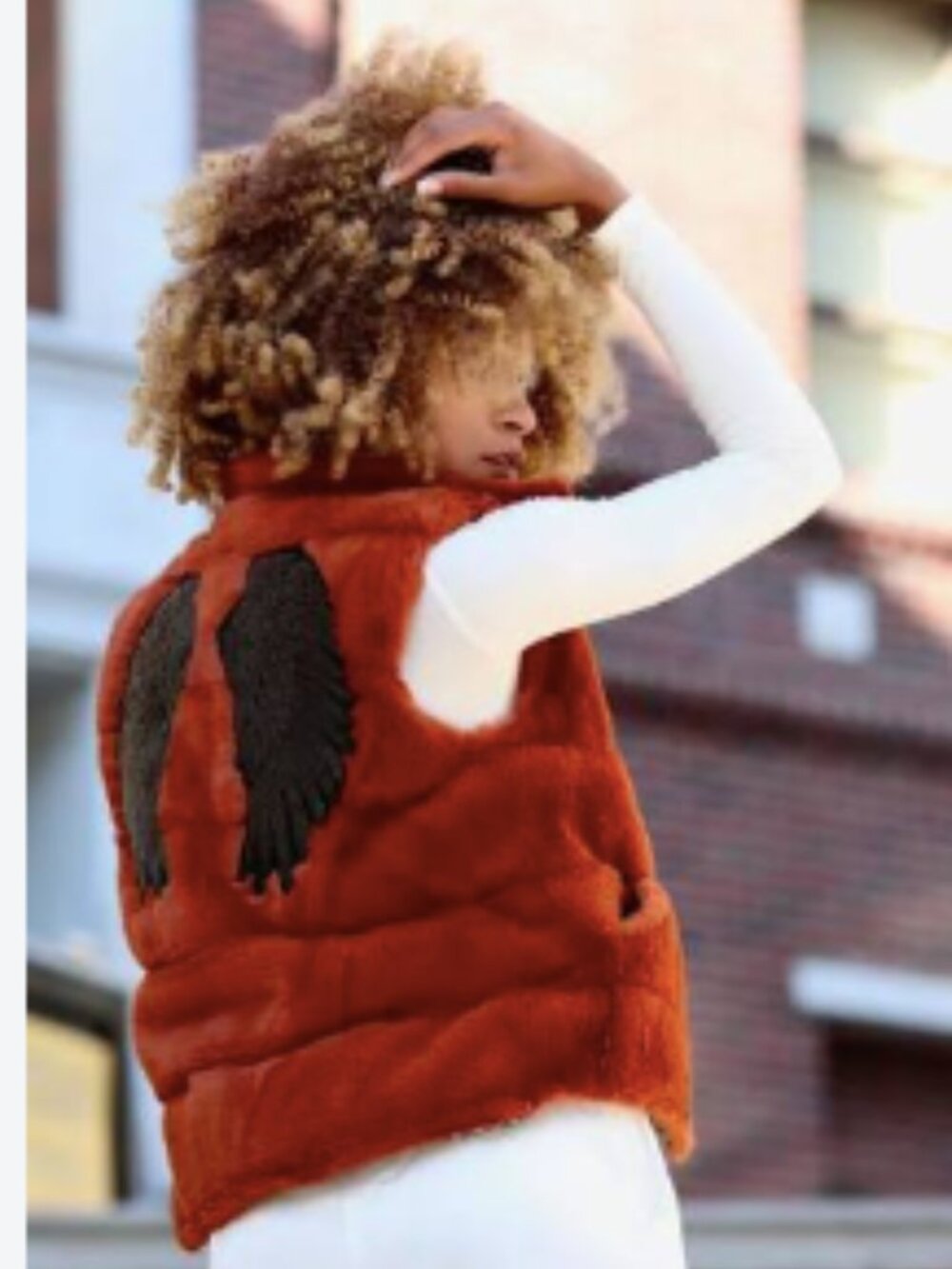 Max Alexander Cheetah Wings Vest | Faux Fur | Burnt Orange & Black | Size Small